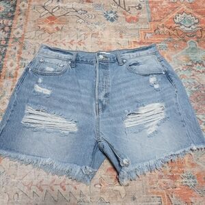 Trendy Frayed Denim Jean Shorts